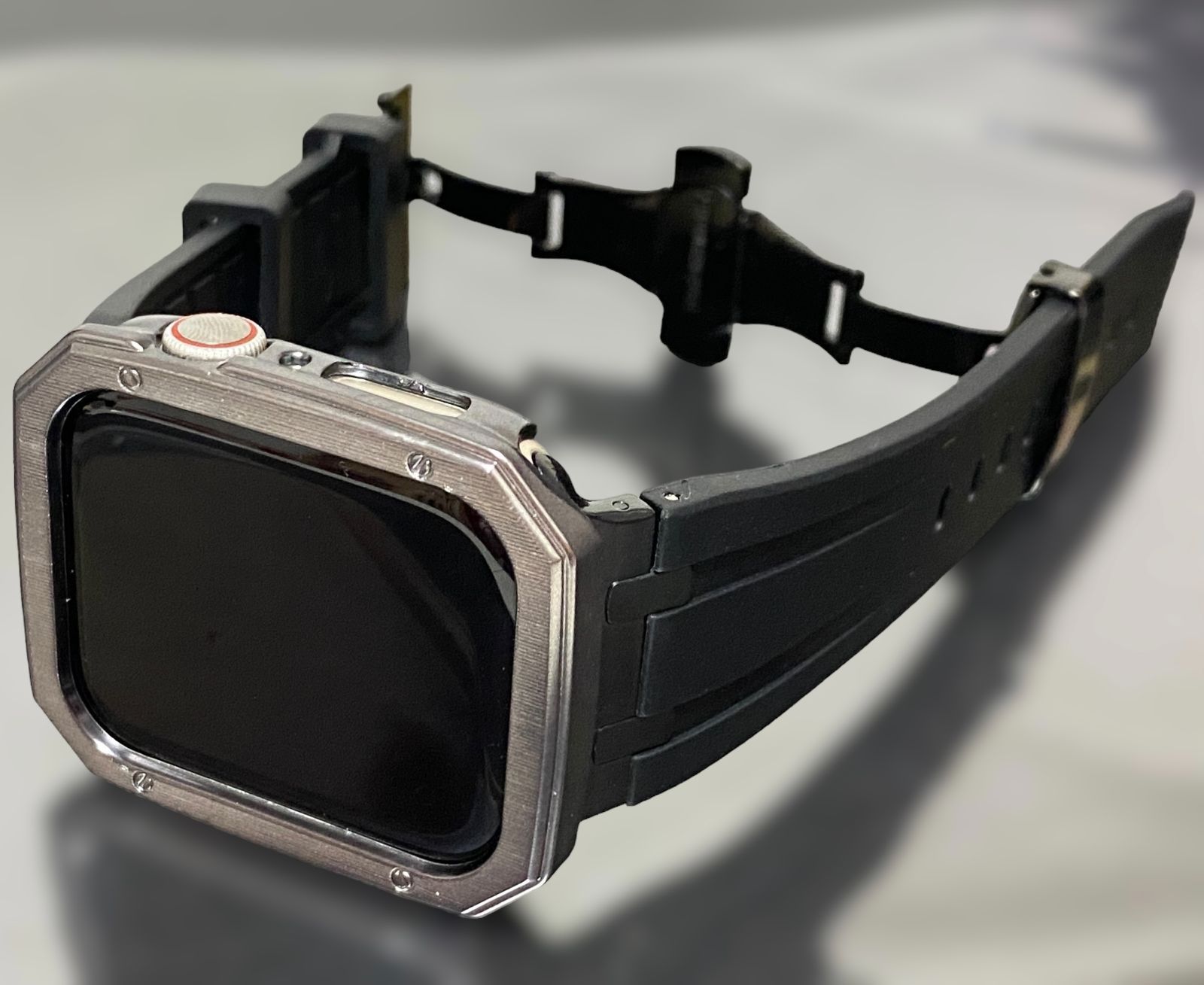ガンメタ ブラック アップルウォッチ ラバーベルト Apple Watch ケース カバー 40mm 41mm 44mm 45mm49mm Apple Watch 用