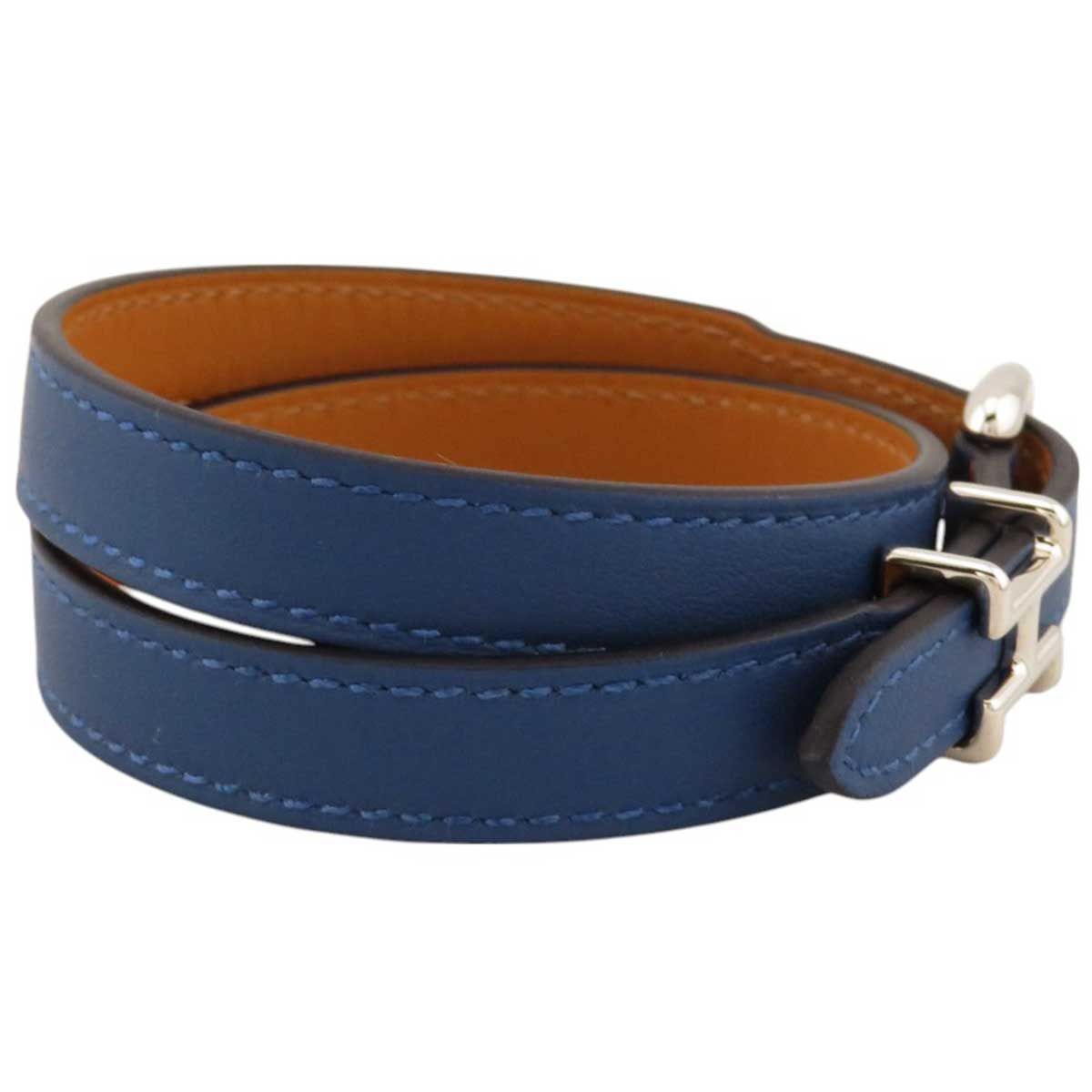 ワンポイント！【HERMES】エルメス トレンチブレスレット エルメス トレンチ レザー ブレスレット メタル レザー ユニ