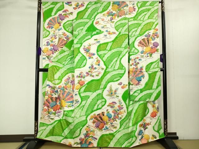 平和屋着物□豪華振袖 駒刺繍 吉祥草花文 金彩 正絹 逸品