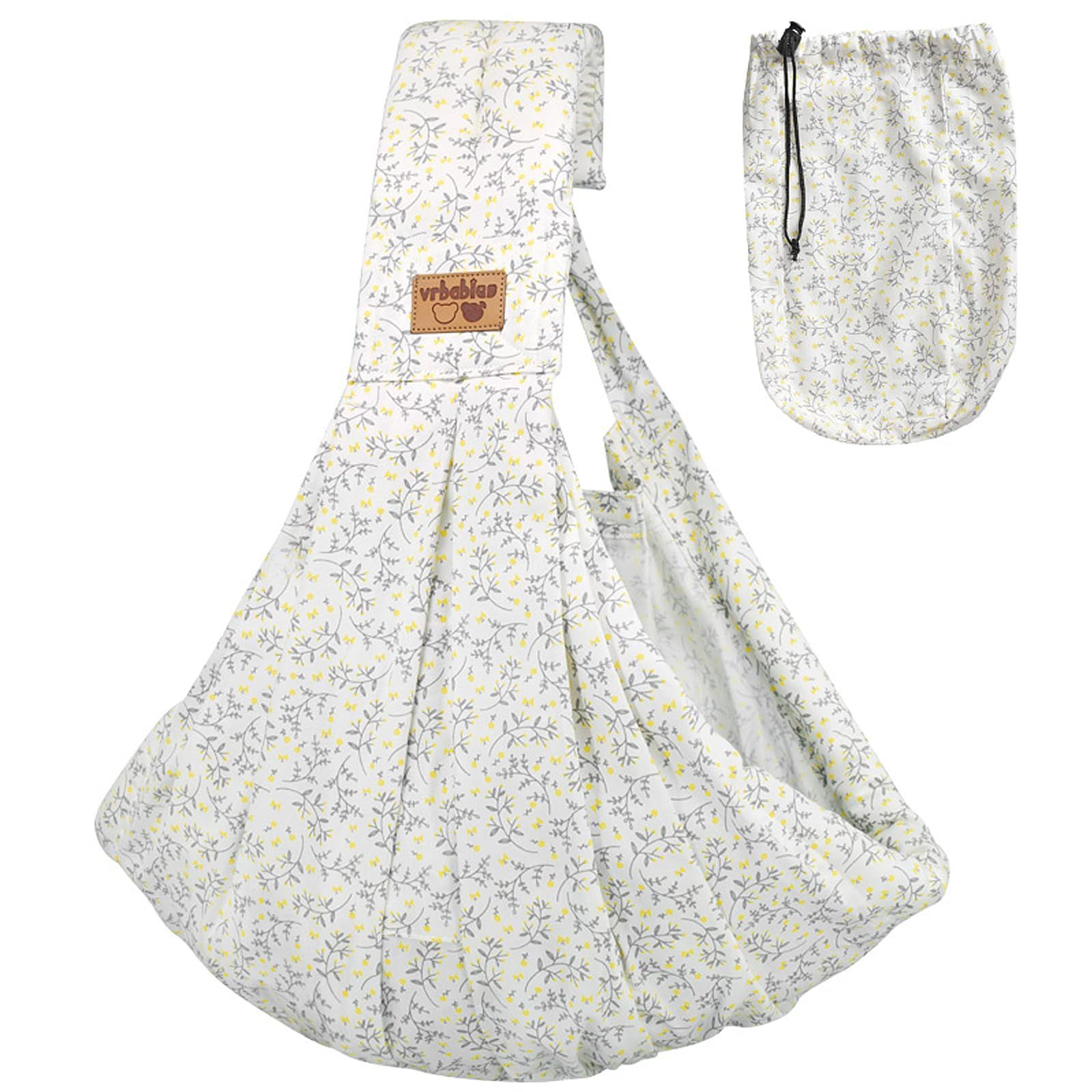 新品 抱っこ紐 新生児 ベビースリング 横抱きだっこひも ベビーキャリア 赤ちゃん首座り前 スリング 人気おんぶひも 収納袋付き 新生児から使える 0~2歳 説明書あり （小花 イエロー）