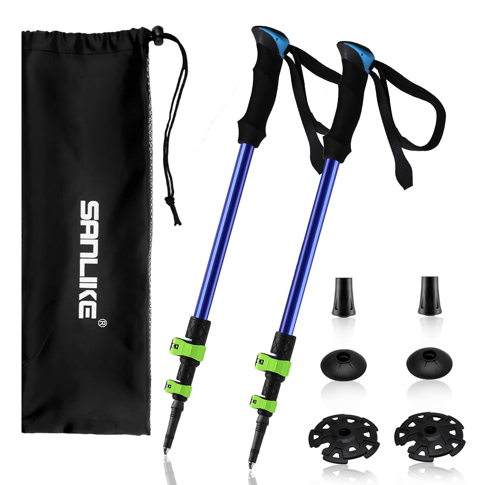 【数量限定】サンライク（SANLIKE） トレッキングポール カーボン トレッキングステッキ 折りたたみ 登山 ストック 登山杖 三段式伸縮 超軽量 EVAグリップ コンパクト トレッキング ハイキン