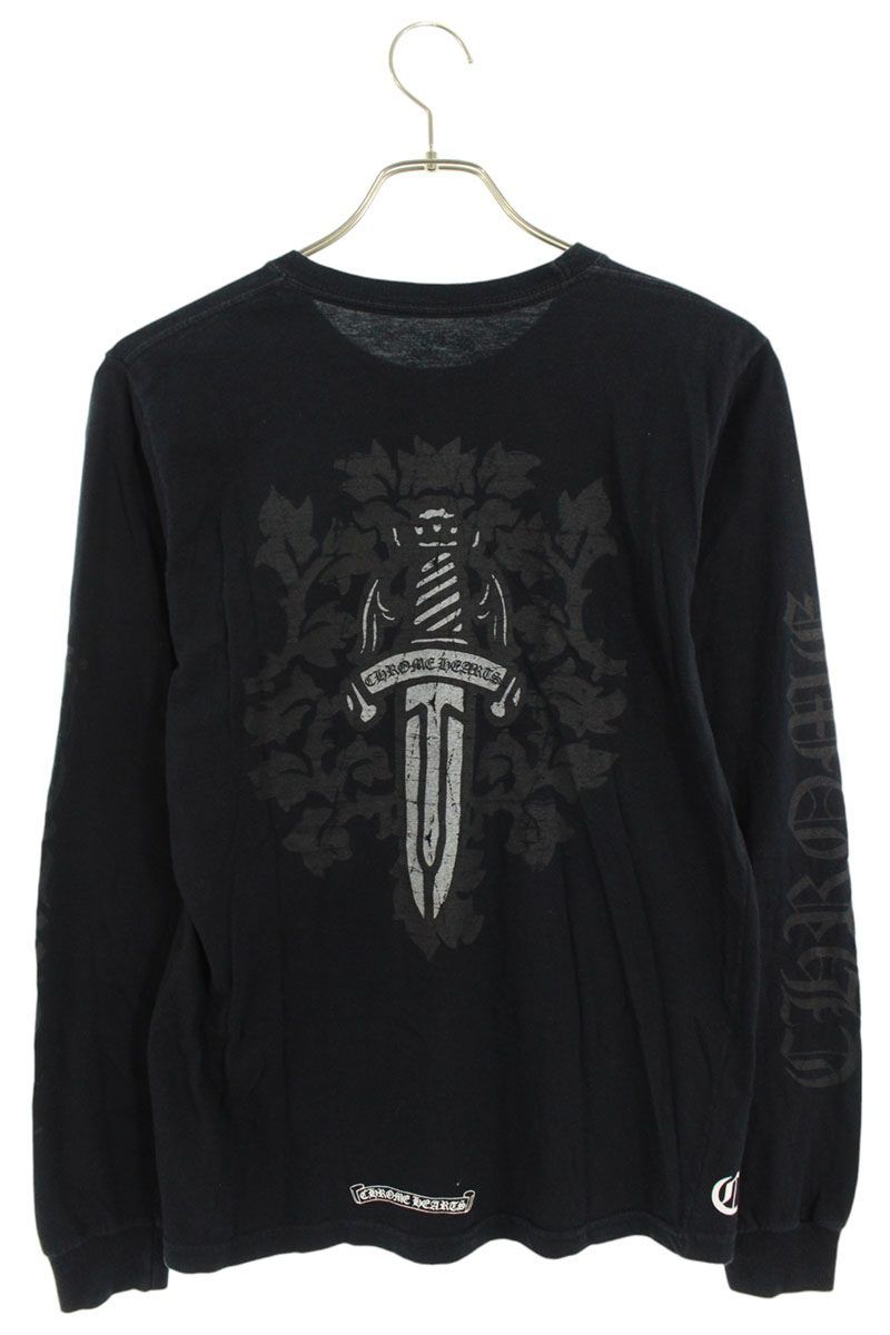 クロムハーツ　S クロスバックプリント ルーズネック 半袖Tシャツ 黒 クロムハーツ CH L/S /2 バックダガープリント長袖カットソー