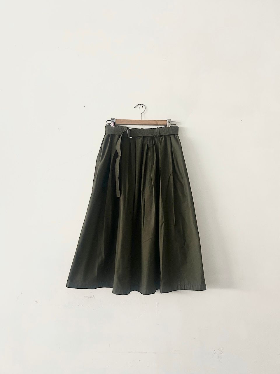 GRANDMA MAMA DAUGHTER ベルト付きギャザースカート オリーブ