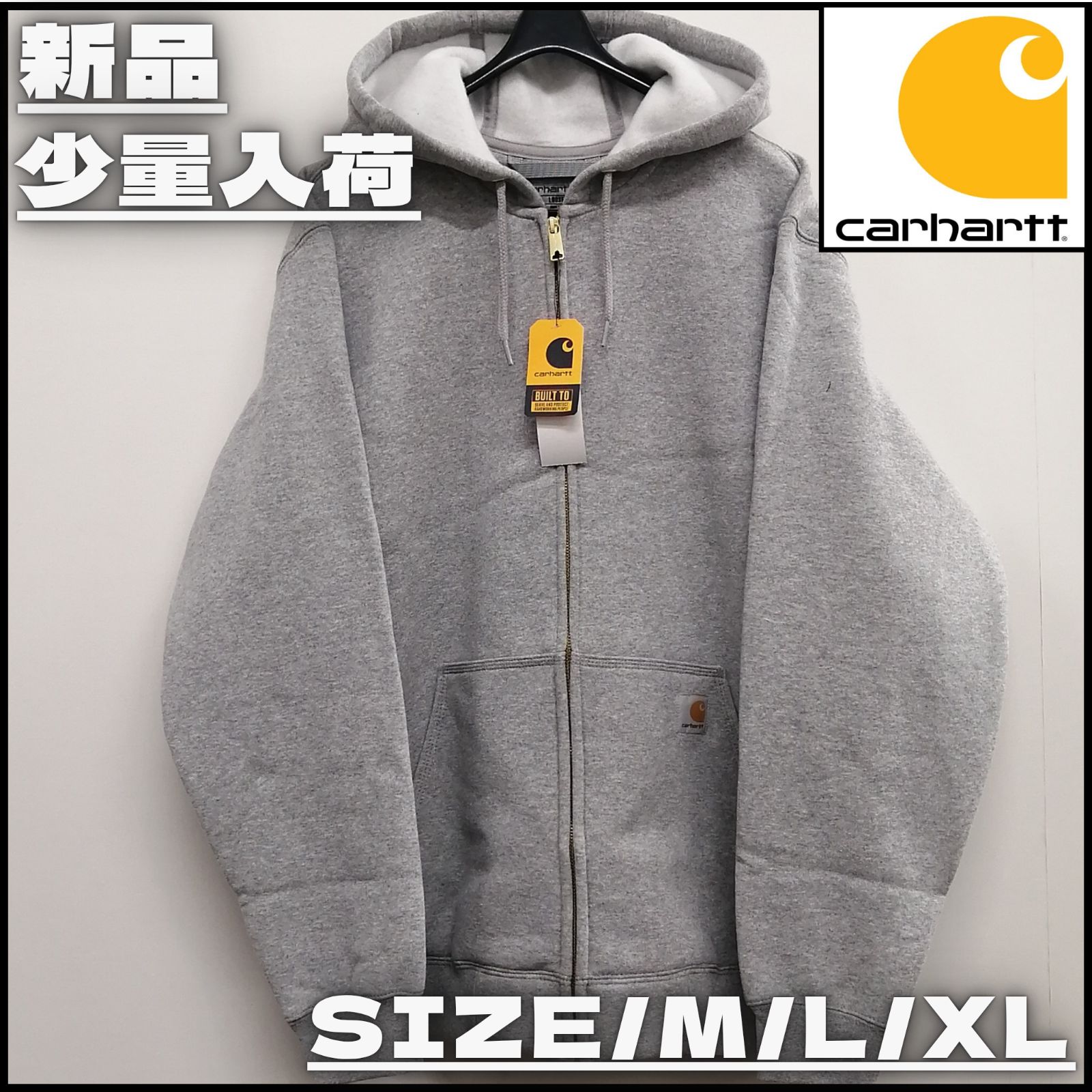 Carhartt グレー ジップアップ パーカー Lサイズ carhartt - カーハート 旧タグ Lサイズ コットン フルジップ