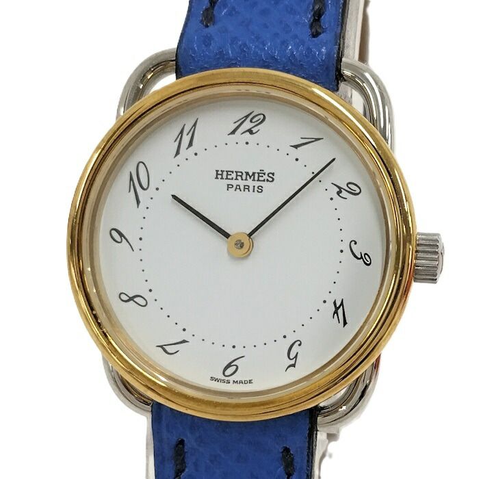 HERMES アルソー レディース 腕時計 クオーツ SS レザー GP