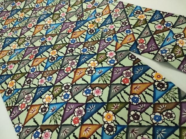 平和屋本店□極上 人間国宝 玉那覇有公 本場琉球紅型 九寸名古屋帯 鱗  