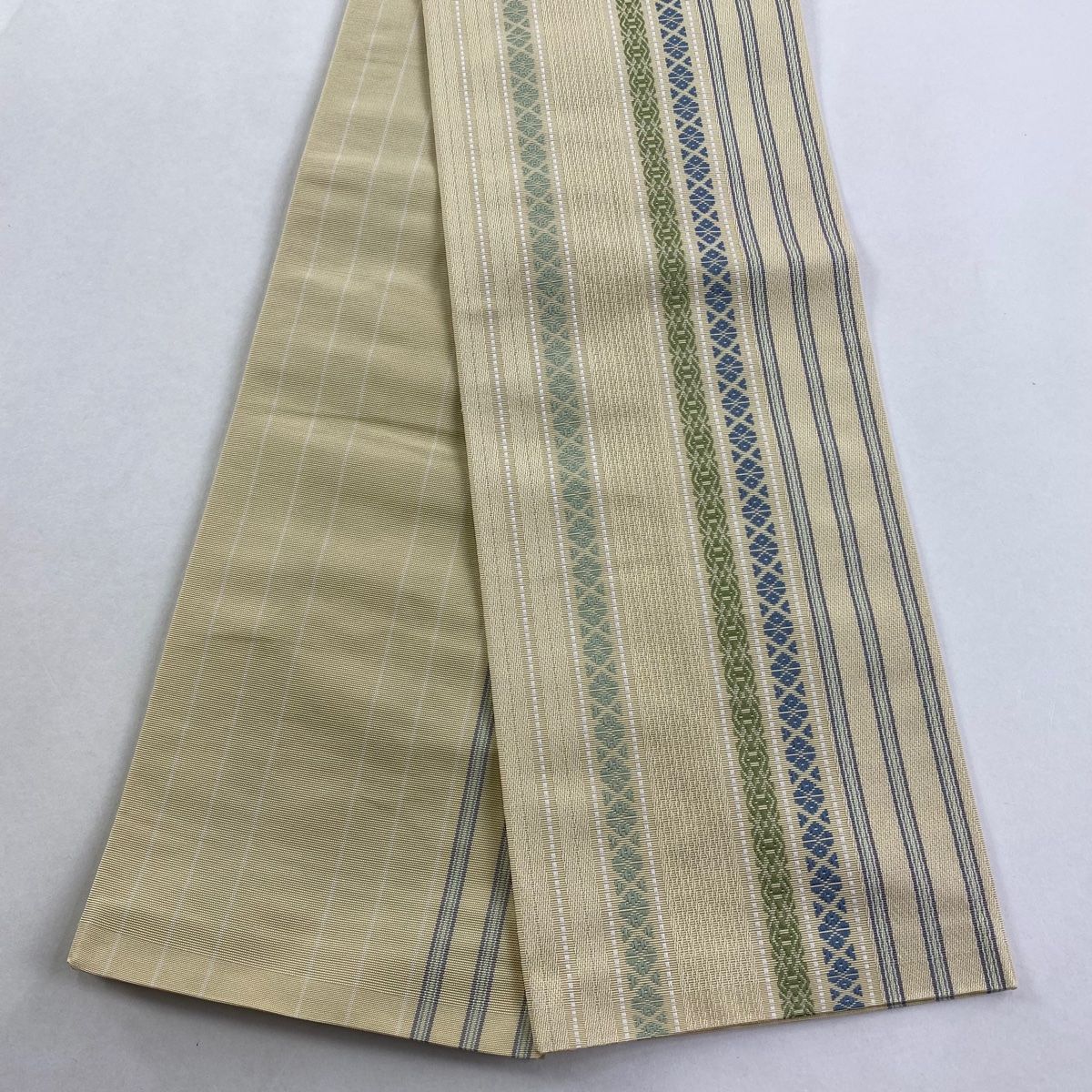 半幅帯 名品 証紙有 博多織 献上柄 ベージュ 正絹