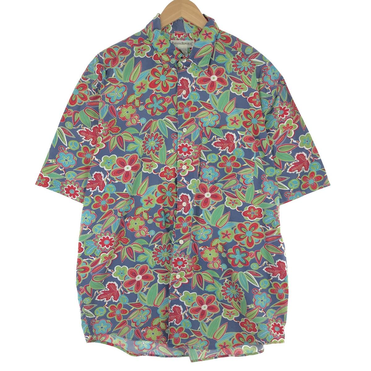 古着 90年代 バナナリパブリック BANANA REPUBLIC 総柄 花柄 ハワイアンアロハシャツ メンズXXL ヴィンテージ/eaa453752
