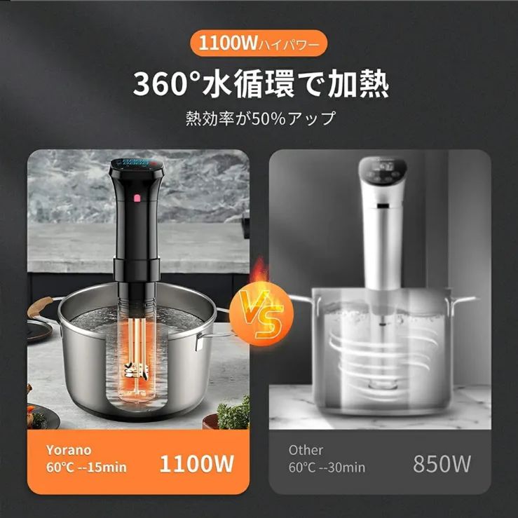 低温調理器 1100Wハイパワー 24時間 予約機能 操作簡単 真空調理器