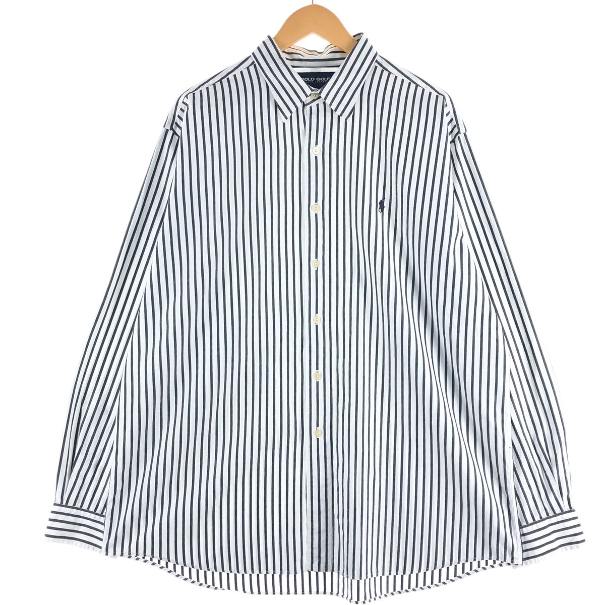 古着 ラルフローレン Ralph Lauren POLO GOLF ポロゴルフ LOWELL SPORT 長袖 コットンストライプシャツ メンズXL相当/eaa512390