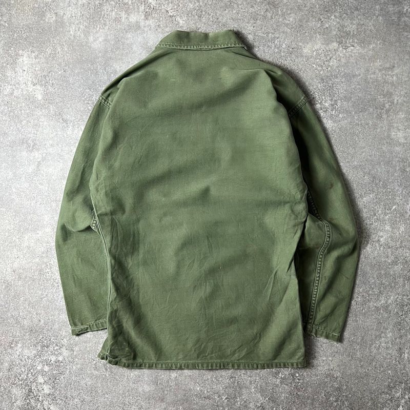 60s US ARMY 米軍実物 OG-107 コットン サテン ユーティリティ シャツ