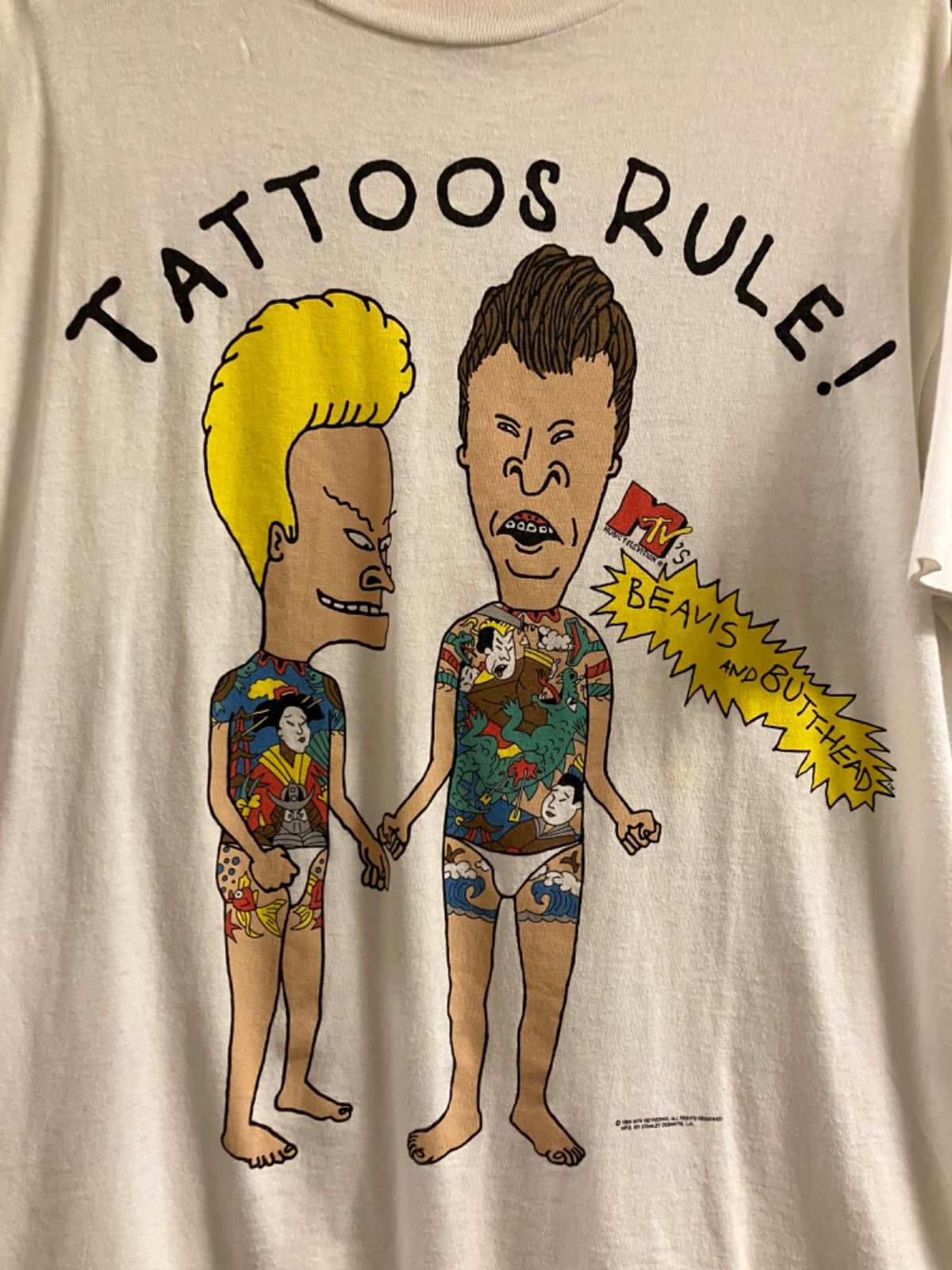 90's STANLEY DESANTIS BEAVIS AND BUTT-HEAD Print T-shirt Tatoo Tee