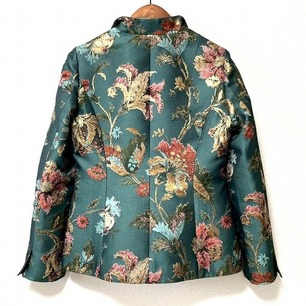 美品　銀座マギー　花柄刺繍　コットン混　ジャケット　40、11号、L 美品 銀座マギー 花柄刺繍 コットン混 ジャケット 40、11号、L