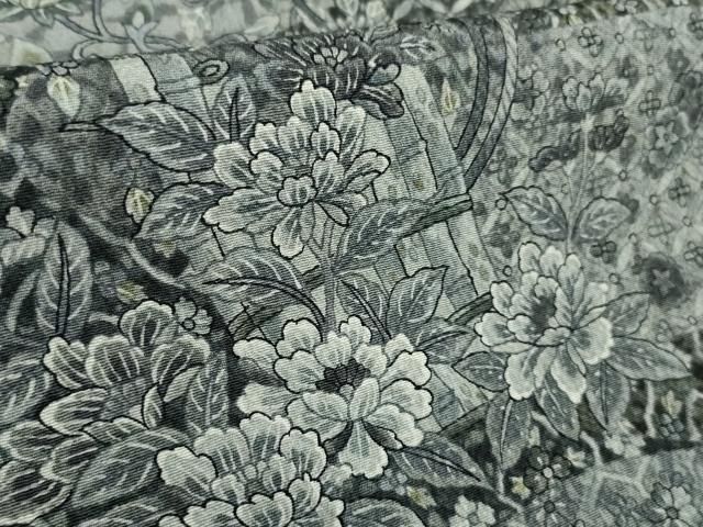 平和屋本店□極上 伝統工芸士 更清 小紋 更紗花文 鬼しぼ縮緬 さが美