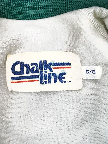 キッズ 古着 80s USA製 NFL Green Bay Packers パッカーズ 光沢 サテン スタジャン ジャケット 6-8歳位 古着 カラー緑