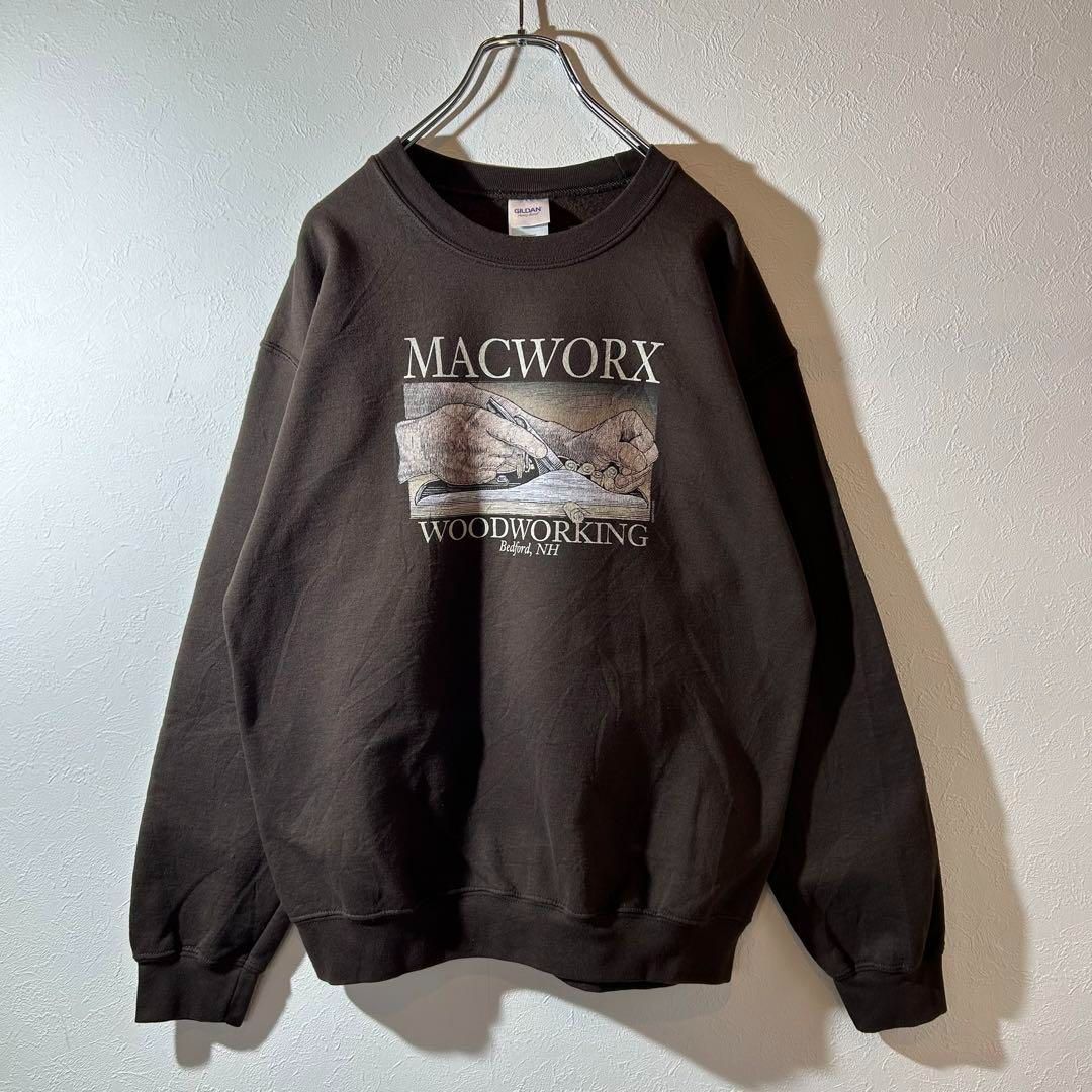 GILDAN 00s MACWORX プリントスウェット ブラウン サイズM