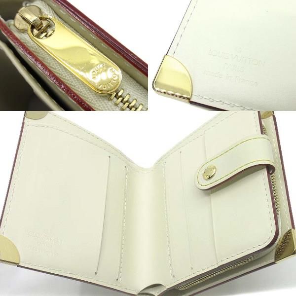 美品希少ルイヴィトン二つ折り財布スハリレザーコンパクトジップホワイト