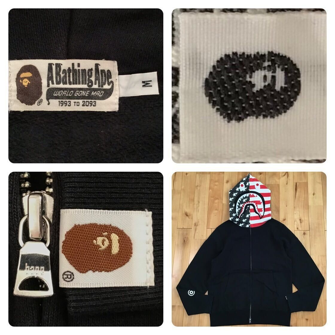 星条旗 シャーク パーカー Mサイズ American shark full zip hoodie a