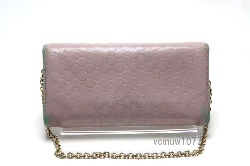 希少美中古□GUCCI マイクログッチシマ レザー チェーン