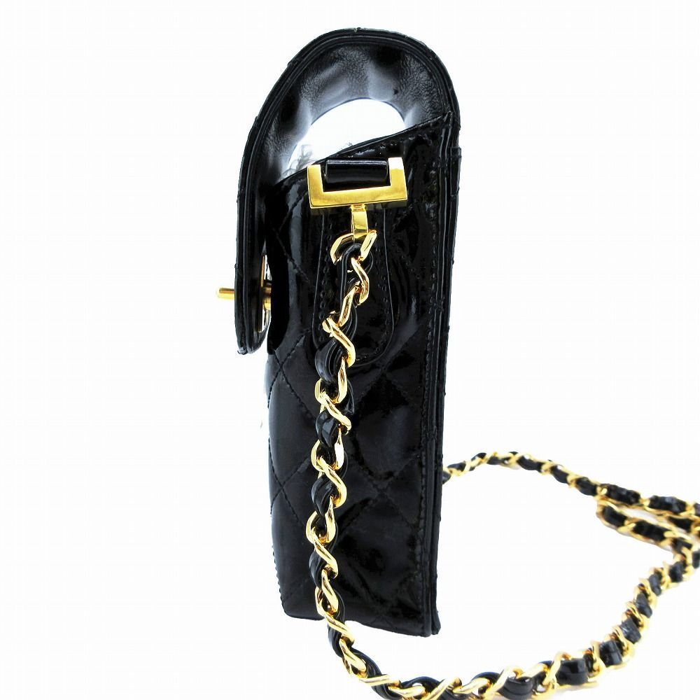 CHANEL エナメル ポーチ ブラック ヴィンテージ 96年店舗シールあり