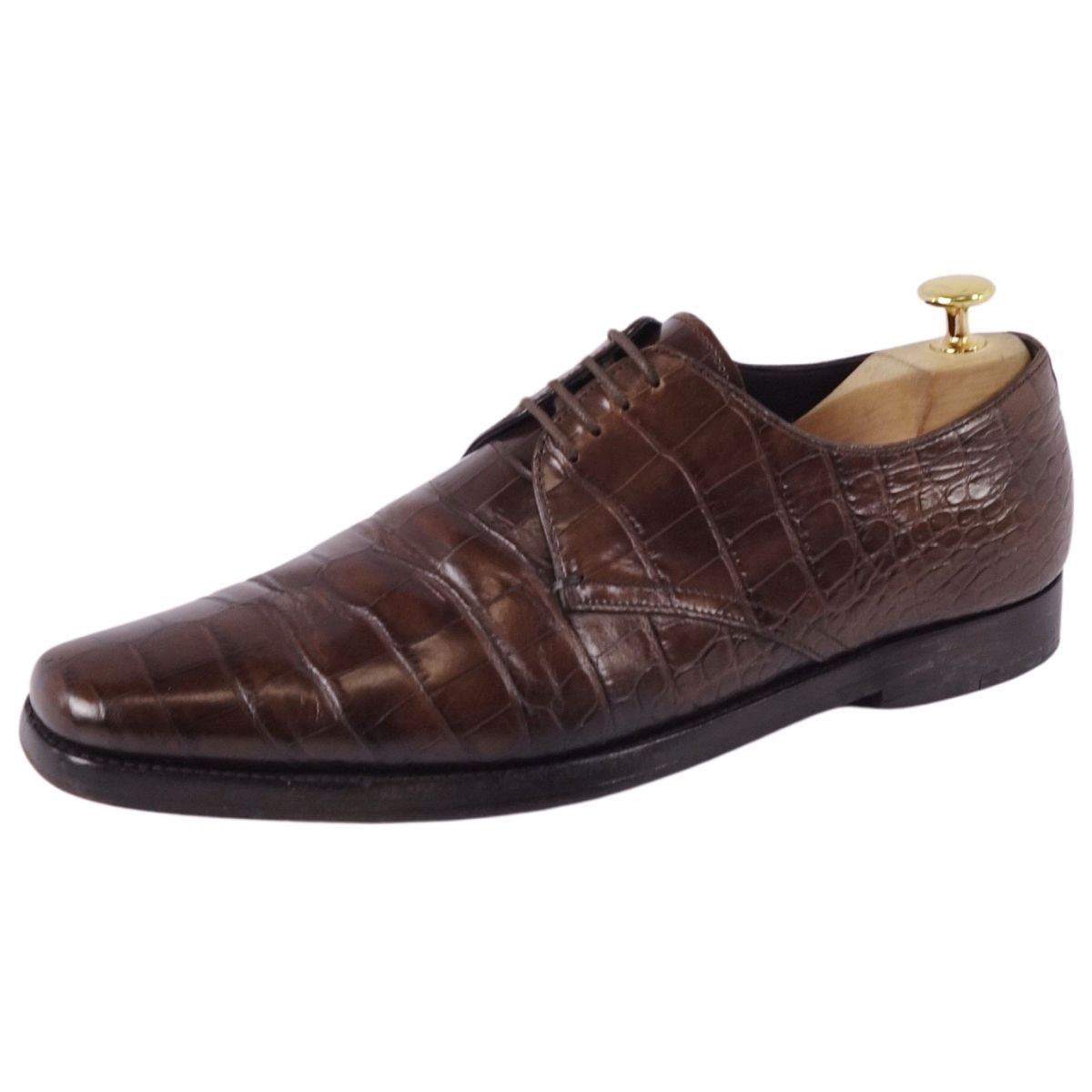 プラダ PRADA レザーシューズ クロコ型押し ダービーシューズ 革靴 メンズ