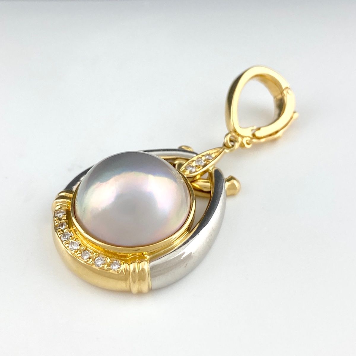 パール ペンダントトップ プラチナ K18 イエローゴールド 真珠