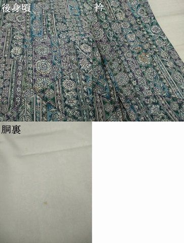 平和屋着物○上質な小紋 更紗花唐草文 鬼しぼ縮緬 正絹 逸品