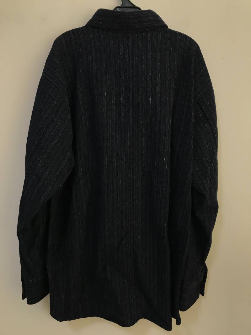コ WJ? stripe half zip shirt 長袖シャツ M ネイビー