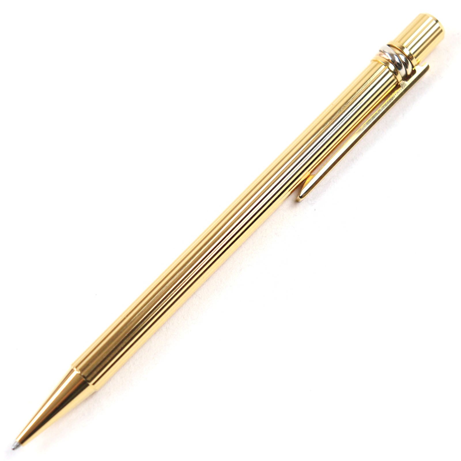【ジャンク品】Cartier トリニティ ゴールド ボールペン ケース付 極美品○Cartier カルティエ トリニティ ロゴ刻印 ツイスト式