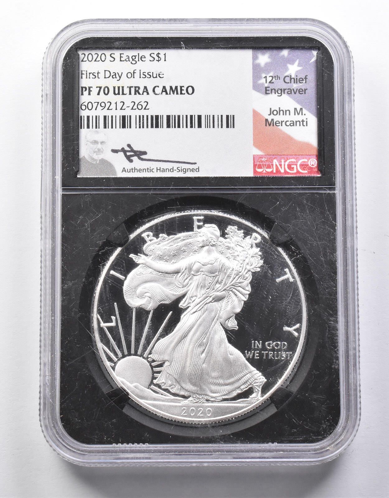 PF70 UCAM 2020S アメリカンシルバーイーグル FDOI メルカンティ サイン入り NGC