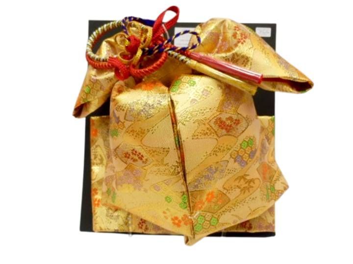 七五三 帯 はこせこ 7点 セット 絵羽柄 結び帯 7歳 七歳 結び帯 付け帯 御祝帯 作り帯 帯 はこせこ ハコセコ 箱迫 箱せこ 草履 バッグ ペアセット セット 女の子 子供 金地 扇子 流水 柄 No.3