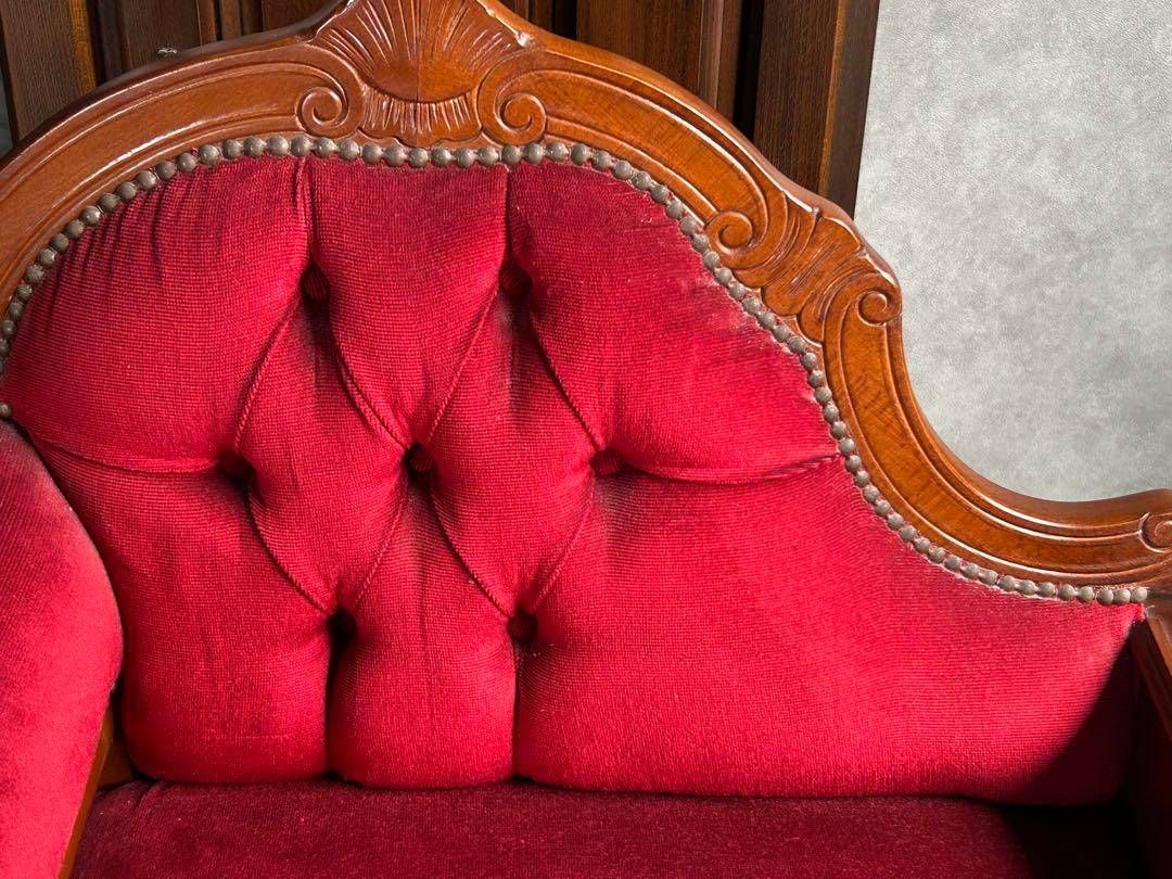 アンティーク　ビンテージ　クラシック　木彫　猫脚　レッド　テレフォンベンチ　GG アンティーク ビンテージ クラシック 木彫 猫脚 レッド