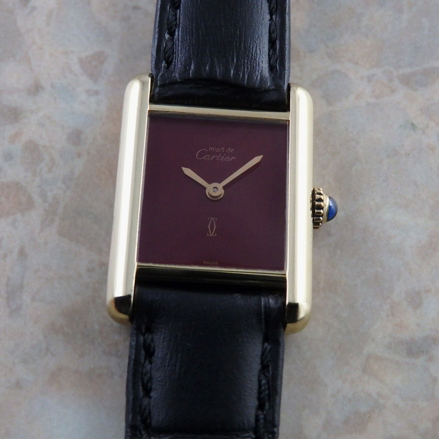 カルティエ マストタンク SM 手巻き ボルドー文字盤 Must Tank アンティーク ヴィンテージレディース Cartier