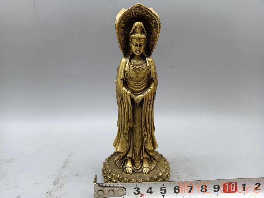 仏教美術 三面観音菩薩仏像 銅製 仏像 彫刻 置物 開運 風水 仏教美術