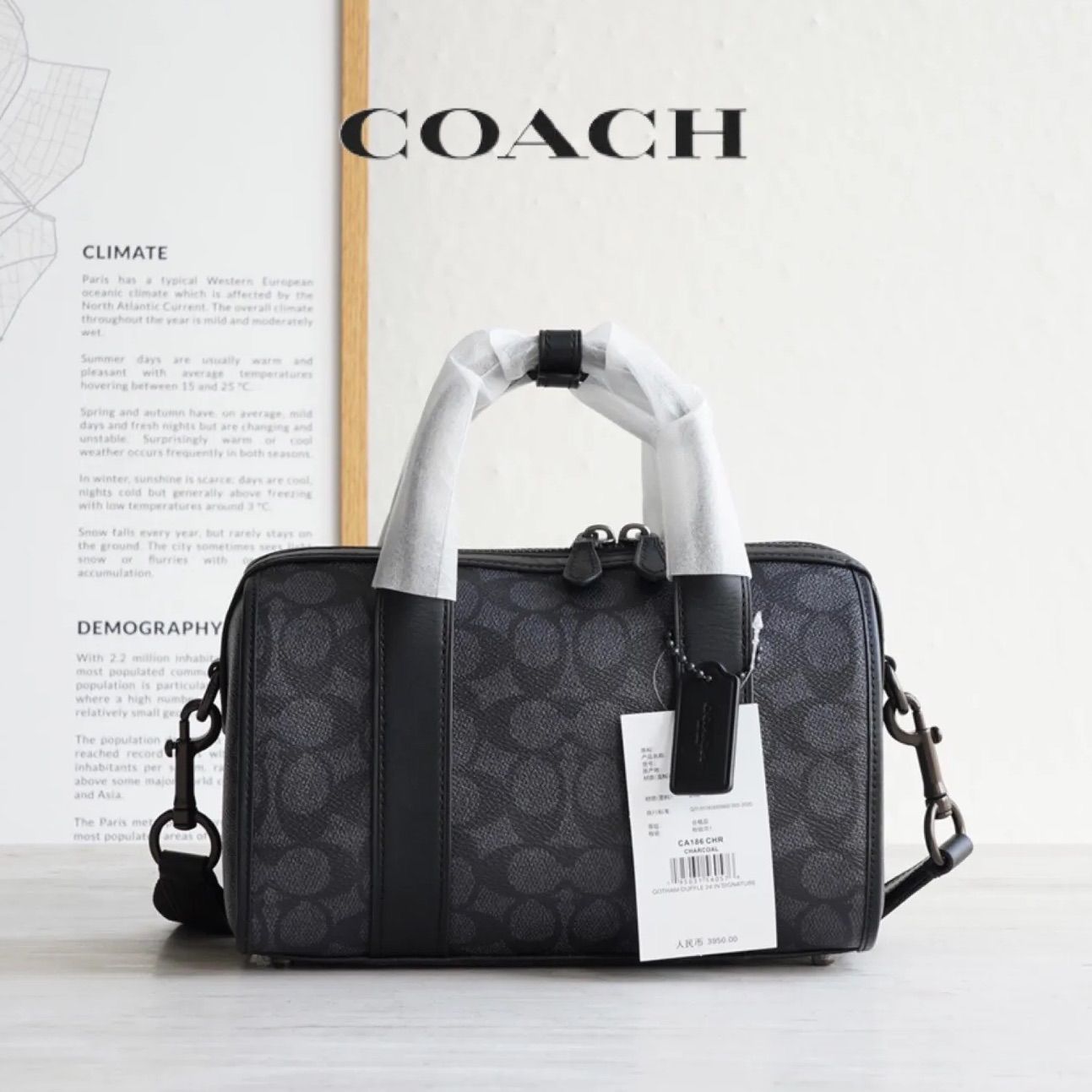 COACH ボストンバッグ ベージュ/ブラック CA186