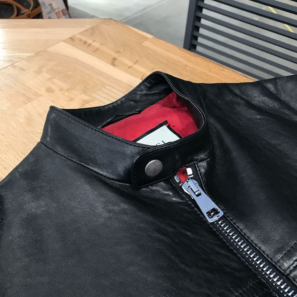超美品】グッチ シングル ライダースジャケット ラムスキン ブラック 