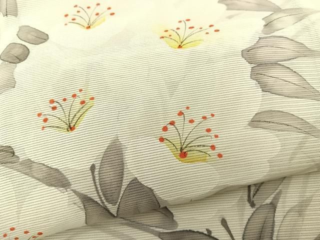 平和屋着物＊夏物 訪問着 絽 手描き 草花文 金彩 正絹 逸品 AAAZ1300fy