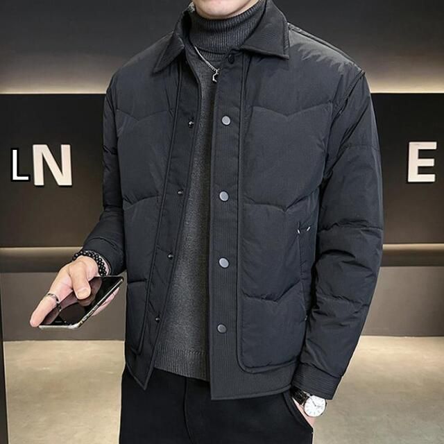 L 秋冬 コーデ メンズ 服 シンプル ファッション オシャレ 大人 かっこいい 大きいサイズ ストリート 紳士服 ダウン ジャケット アウター 暖かい カジュアル コットンコート