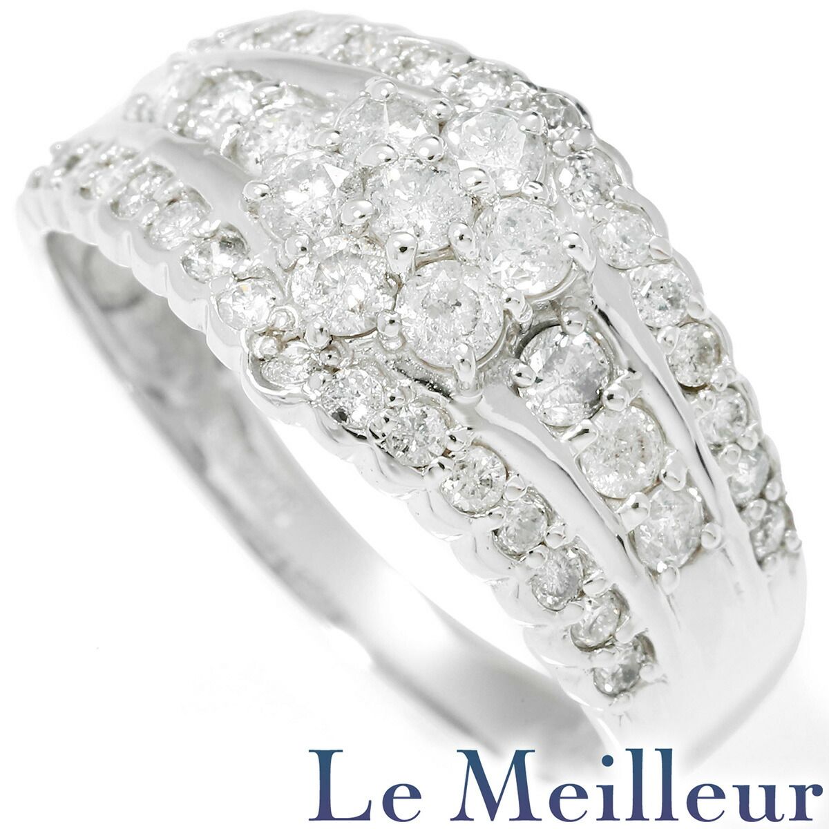 PT フラワー ダイヤモンド リング 0.20CT【中古】（フラワー