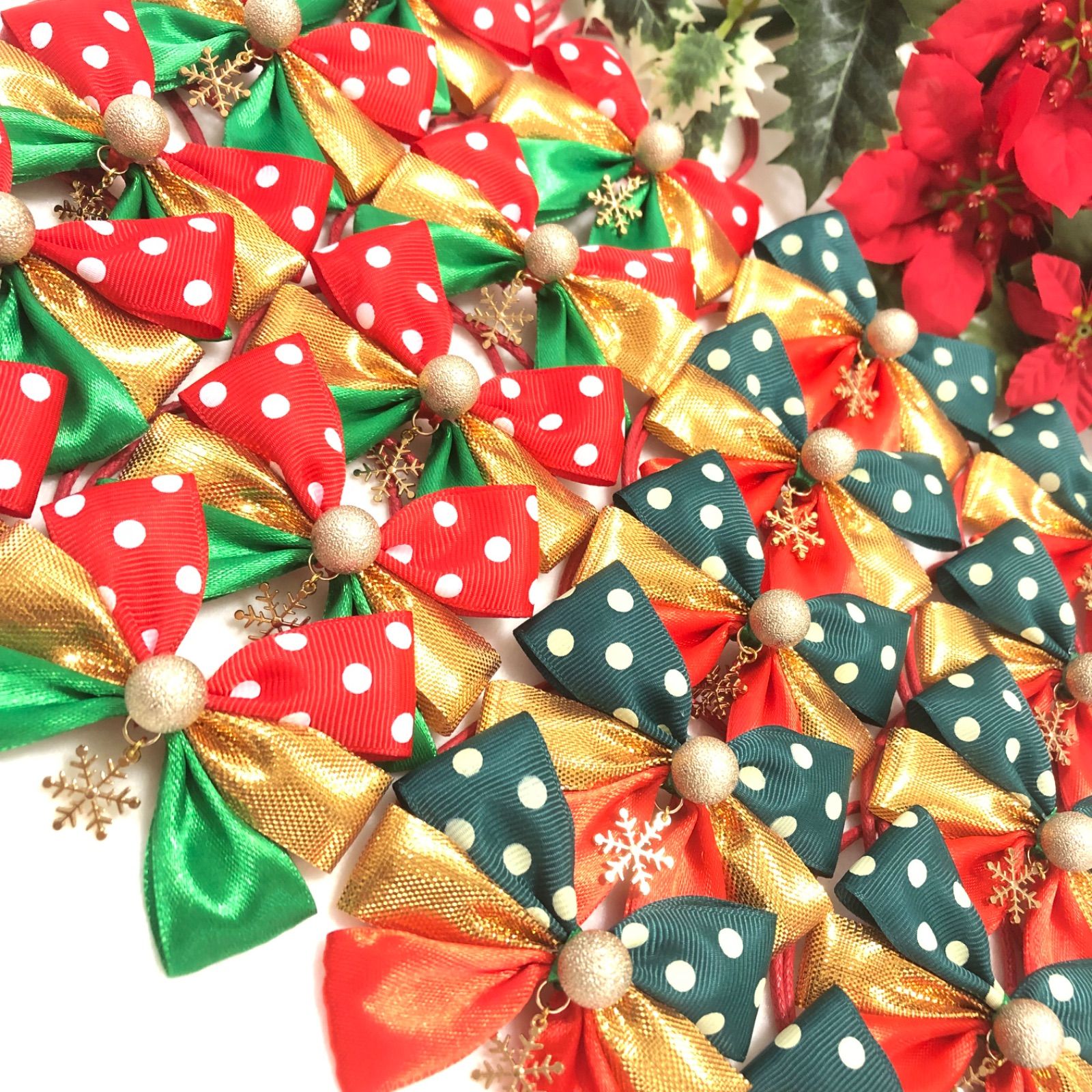 🎄クリスマスリボン🎄業務用【20本】トリミングチョーカー リボン