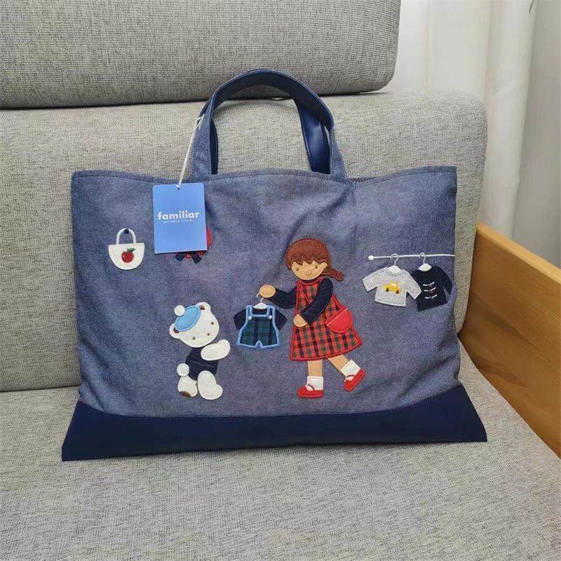 新品 ファミリア デニムトートバッグ レッスンバッグ familiar - メルカリ