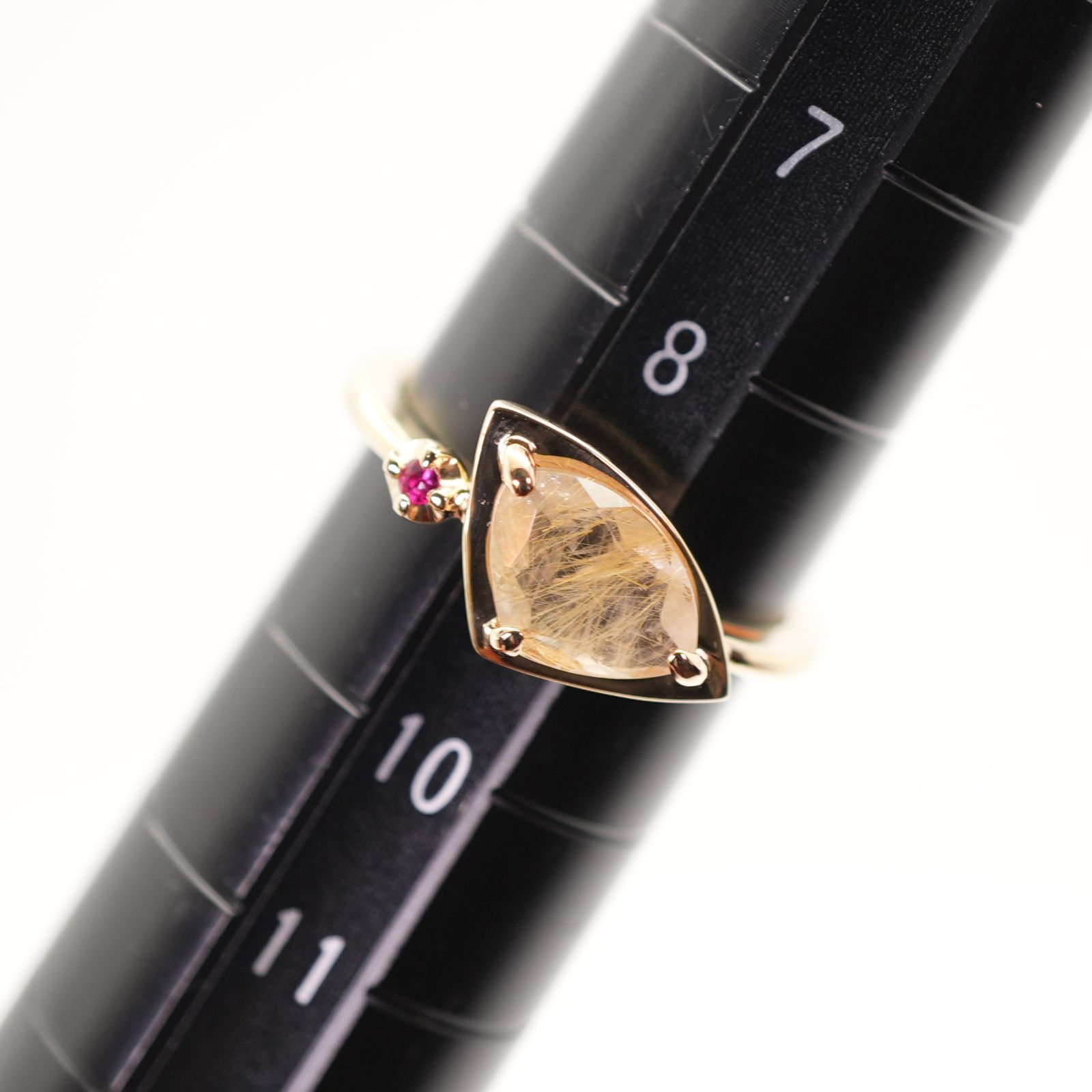 lomilomi❣️ミステリーセッティングルビーリング新作ドームフリー 美品 ヴァンドーム青山 ルチルクォーツ ルビー K10 リング/24