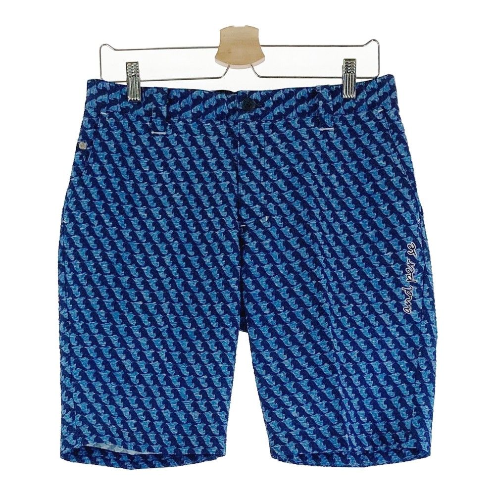 【美品】アンパスィ　ハーフパンツ　シアサッカー サイズ：L AND PER SE アンパスィ ハーフパンツ シアサッカー 総柄