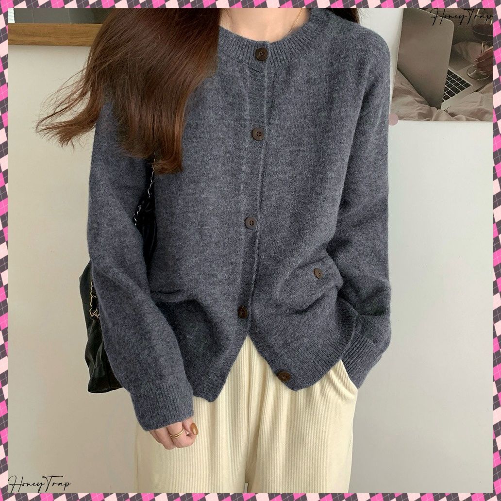 送料無料 ニットカーディガン ポケット付き 秋冬服 レディース 大人可愛いニット羽織り シンプルニットトップス カジュアルきれいめ ニットアウター おしゃれ ニットセーター 前開きニット 無地 長袖カーディガン女 丸首ニット 韓国風