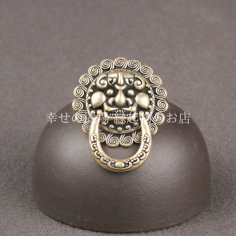 龍頭 竜 龍 置物 風水 縁起物 真鍮 ドアノッカー モチーフ 鋪首 獣頭環 邪気払い 魔除け 招福 開運 厄除け 財運アップ アンティーク調 チャーム ペンダント キーホルダー 縁起物 祥雲 吉祥文