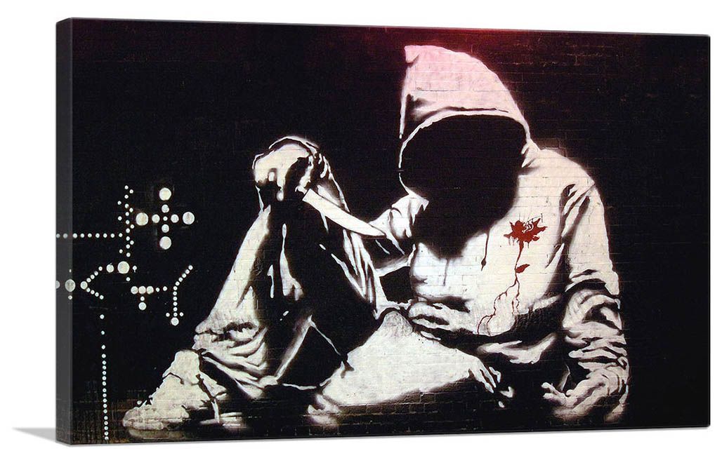 バンクシー アートパネル Sサイズ BANKSY Banksy「フードマンとナイフ
