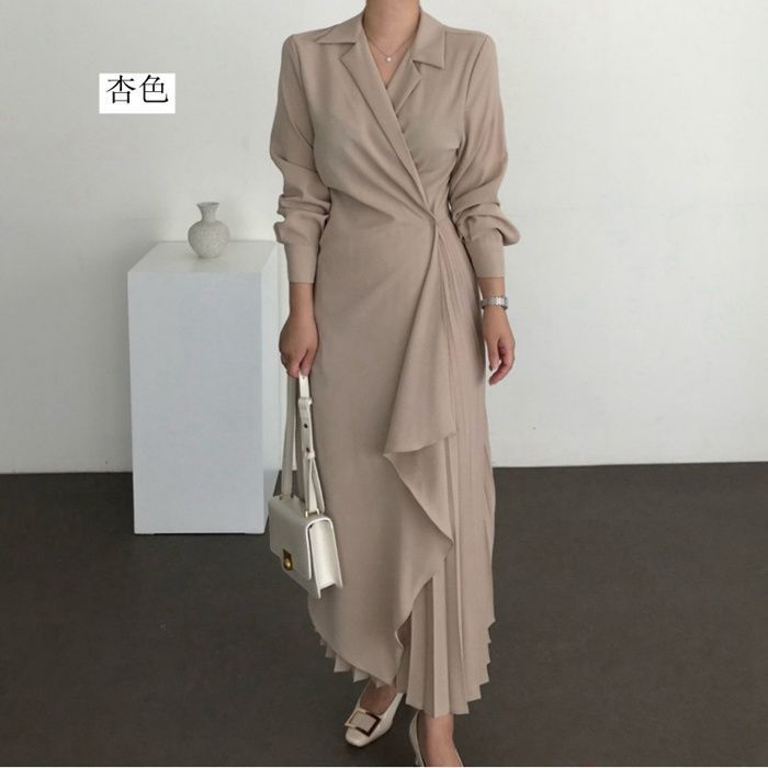 レディース ワンピース プリーツスカート 長袖 秋服 秋 上品 プリーツ ロング丈 きれいめ シンプル 大きいサイズ 体型カバー オフィス フォーマル パーティー 秋冬 xkmilyx255 STEELWINDOWSANDDOORS_COM