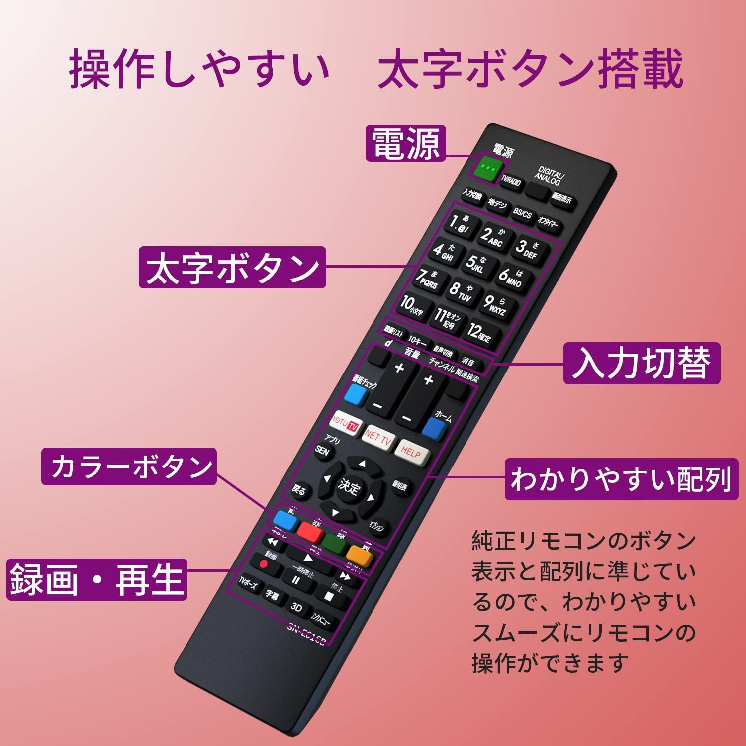 人気商品】機種対応 【設定済み】ソニー ブラビア液晶テレビ汎用 BRAVIA代用リモコン ブラビア用テレビリモコン 軽量化リモコン 太字ボタン  SONY NIYAMA ニヤマ - メルカリ