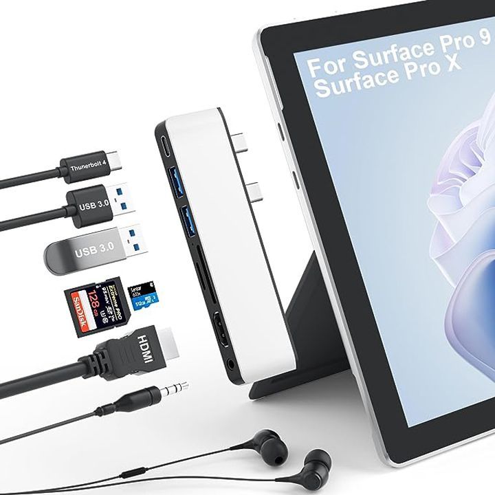 Surface Pro 9 ハブ 4K HDMI, USB-C Thunerbolt 4 (ビデオ+データ+100W