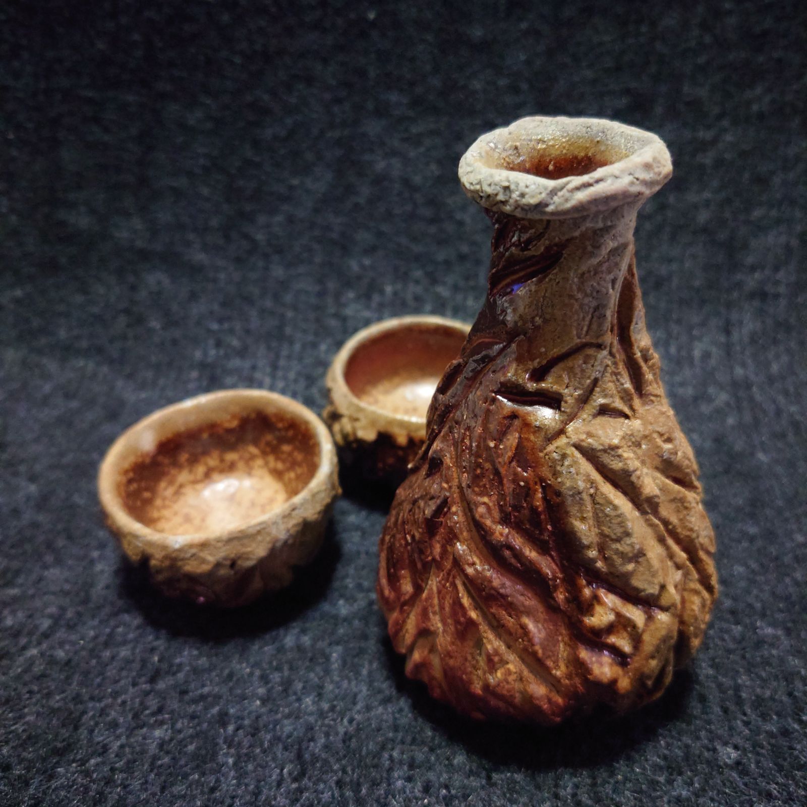 備前焼 器セット 備前焼 酒器セット・徳利とぐい呑み2個(一点もの